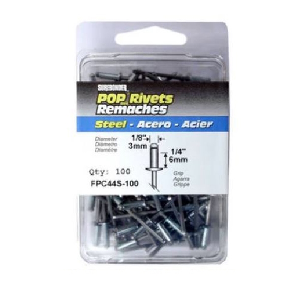 FPC48S-100 Rivet, Long, 1/8 in, 1/2 in L, Steel