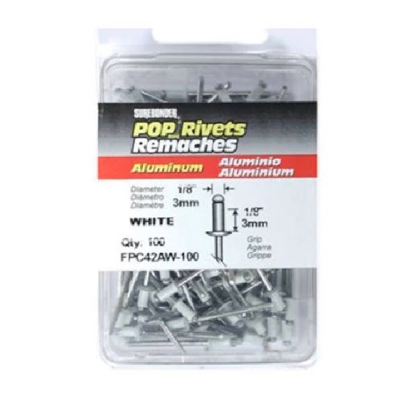 FPC42AW-100 Rivet, Short, 1/8 in, 1/8 in L, Aluminum