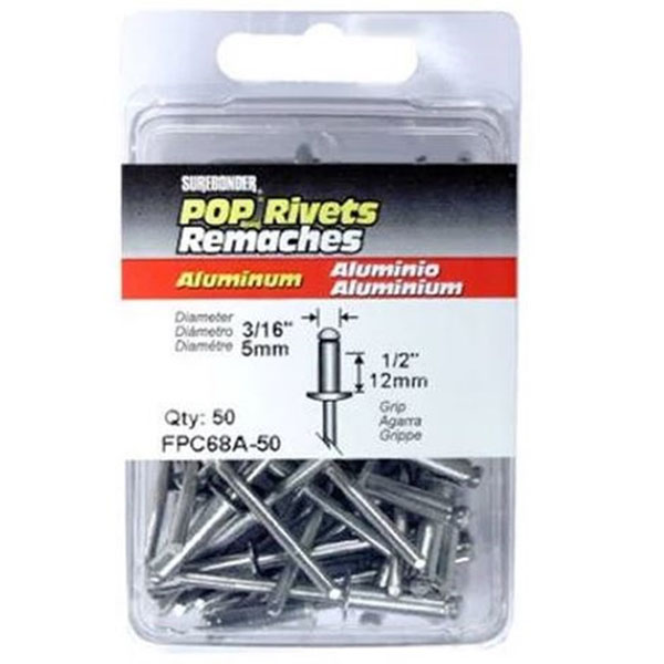 FPC68A-50 Rivet, Long, 3/16 in, 1/2 in L, Aluminum