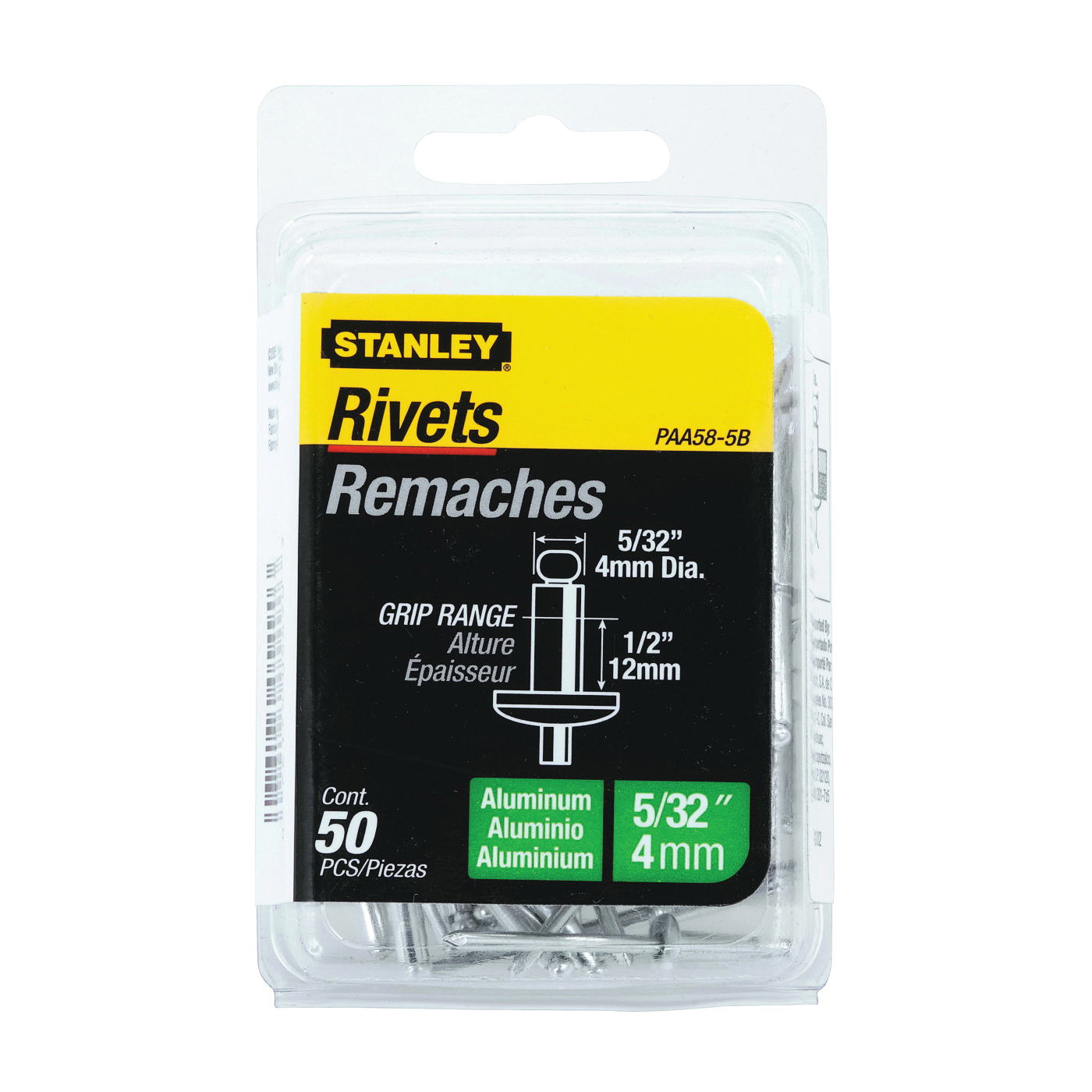 PAA58-5B Pop Rivet, Reusable, Aluminum