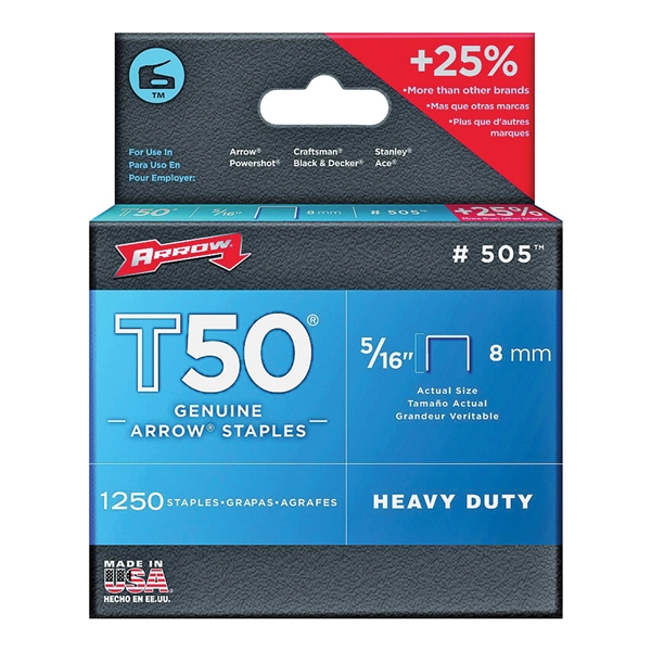 T50 Series 50524 Staple, 3/8 in W Crown, 5/16 in L Leg