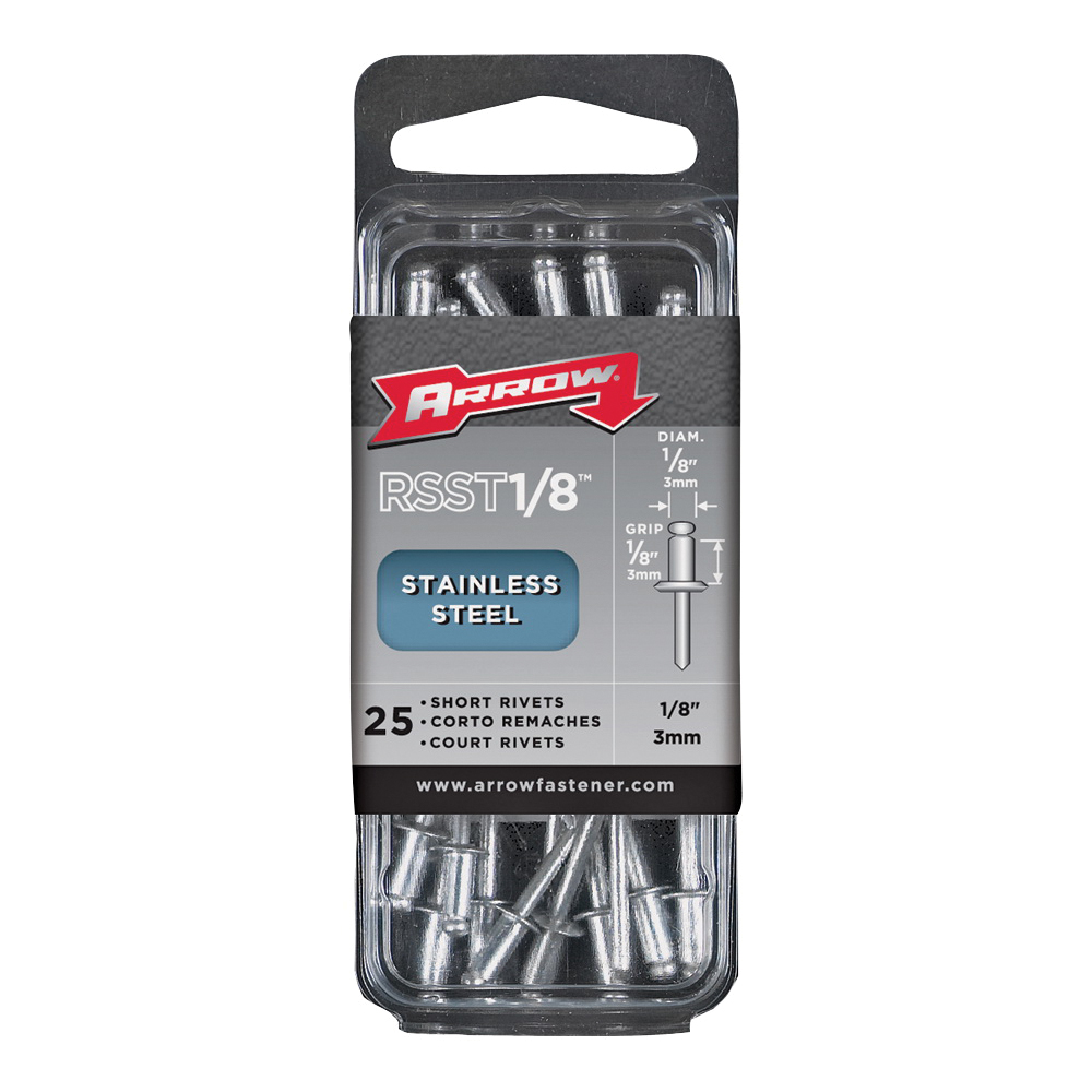 RSST1/8 Pop Rivet, Short, 1/8 in L, Stainless Steel