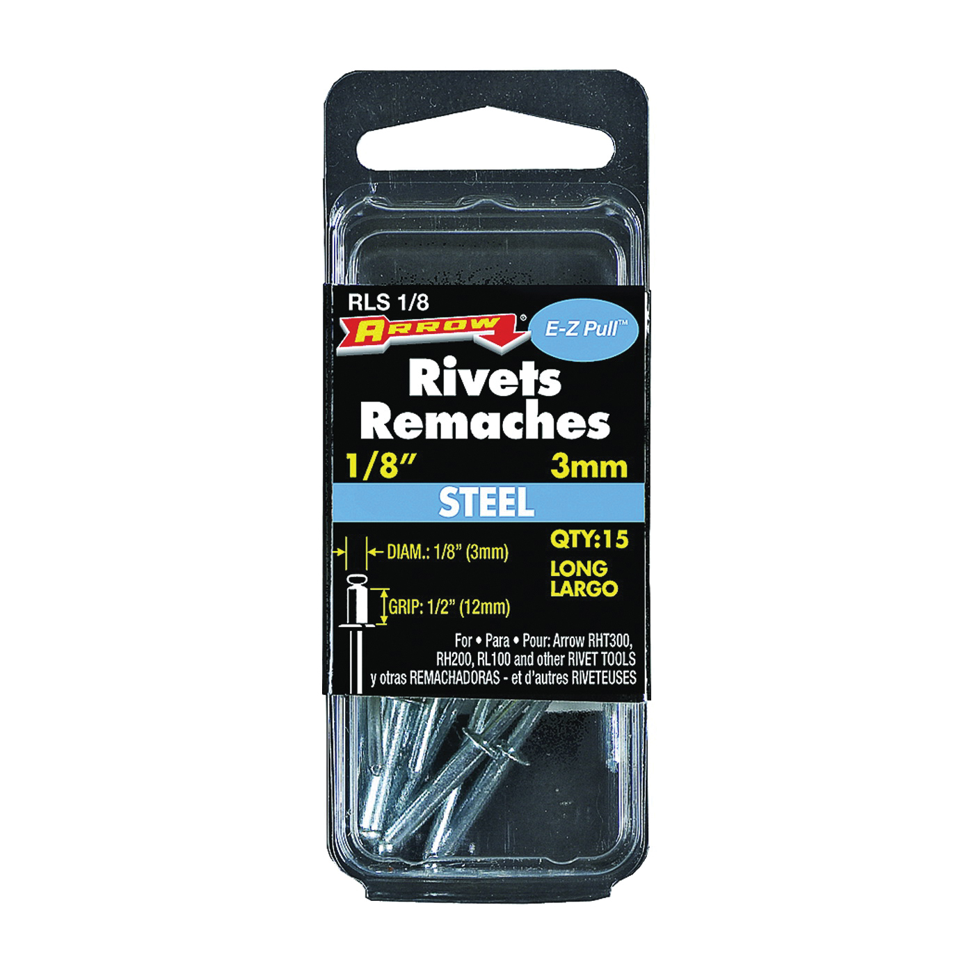 RLS1/8 Pop Rivet, Long, 1/2 in L, Steel