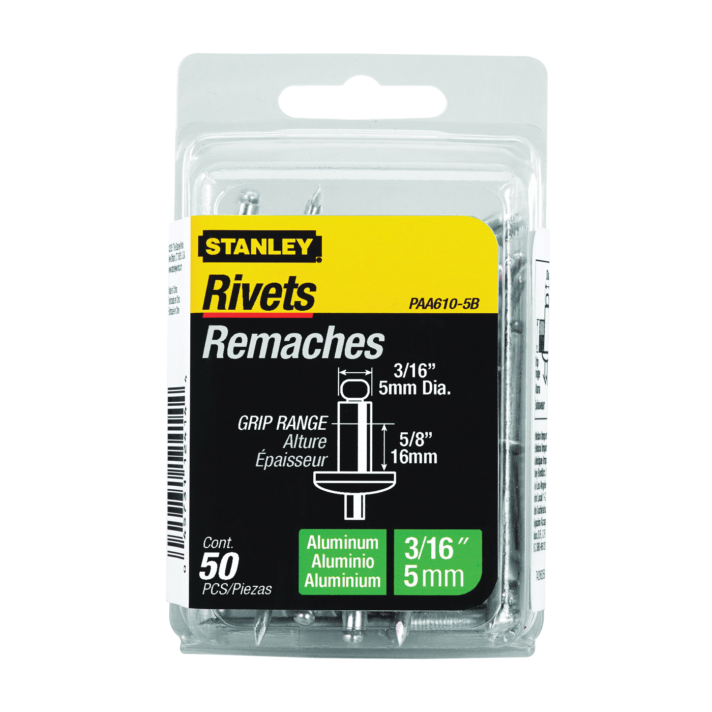 PAA610-5B Pop Rivet, Reusable, Aluminum