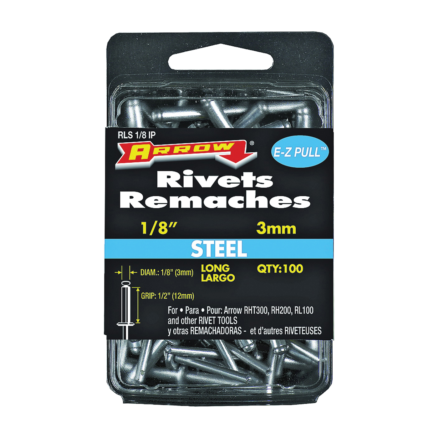 RLS1/8IP Pop Rivet, Long, 1/2 in L, Steel